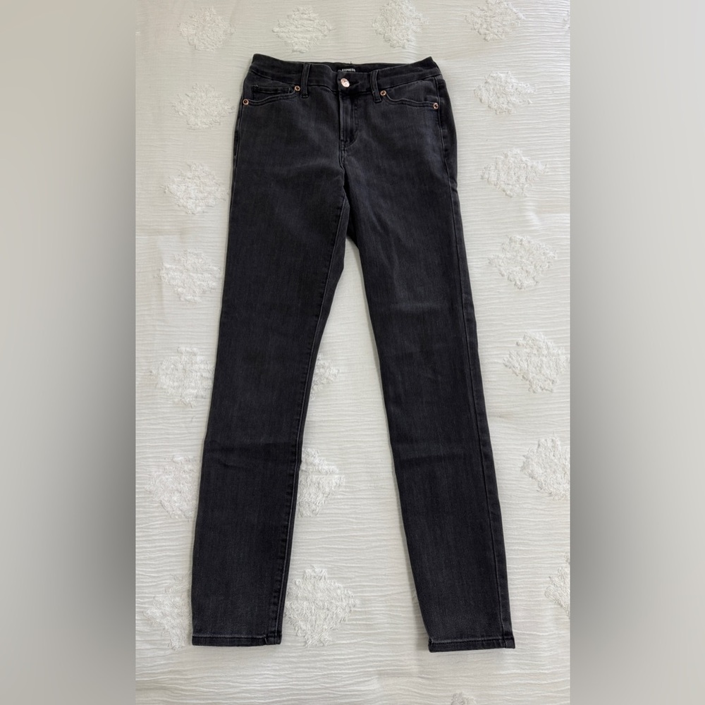 Express Mid Rise Ultra Hyper Stretch Skinny Jeans - Picture 2 of 5